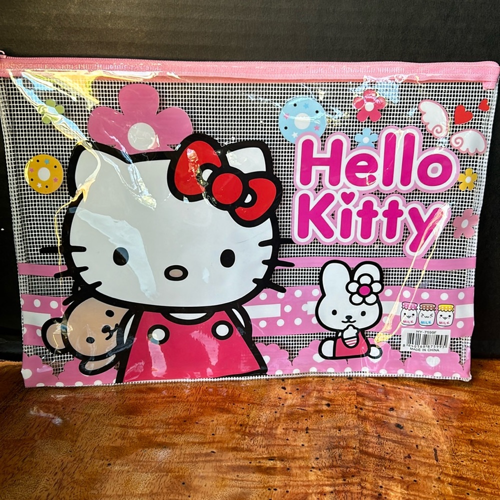 HELLO KITTY Plastic Mesh Zippered Case